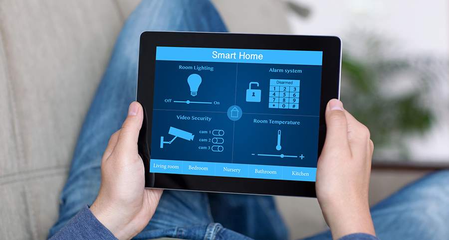The ability to access and control security components from a mobile device is one of the top smart home trends in Eau Claire. Close-up of smart home security app.